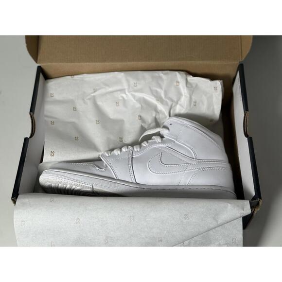 Nike Air Jordan 1 Mid “Triple White” Men’s Size 8 | Clean Classic All-White - Picture 10 of 10